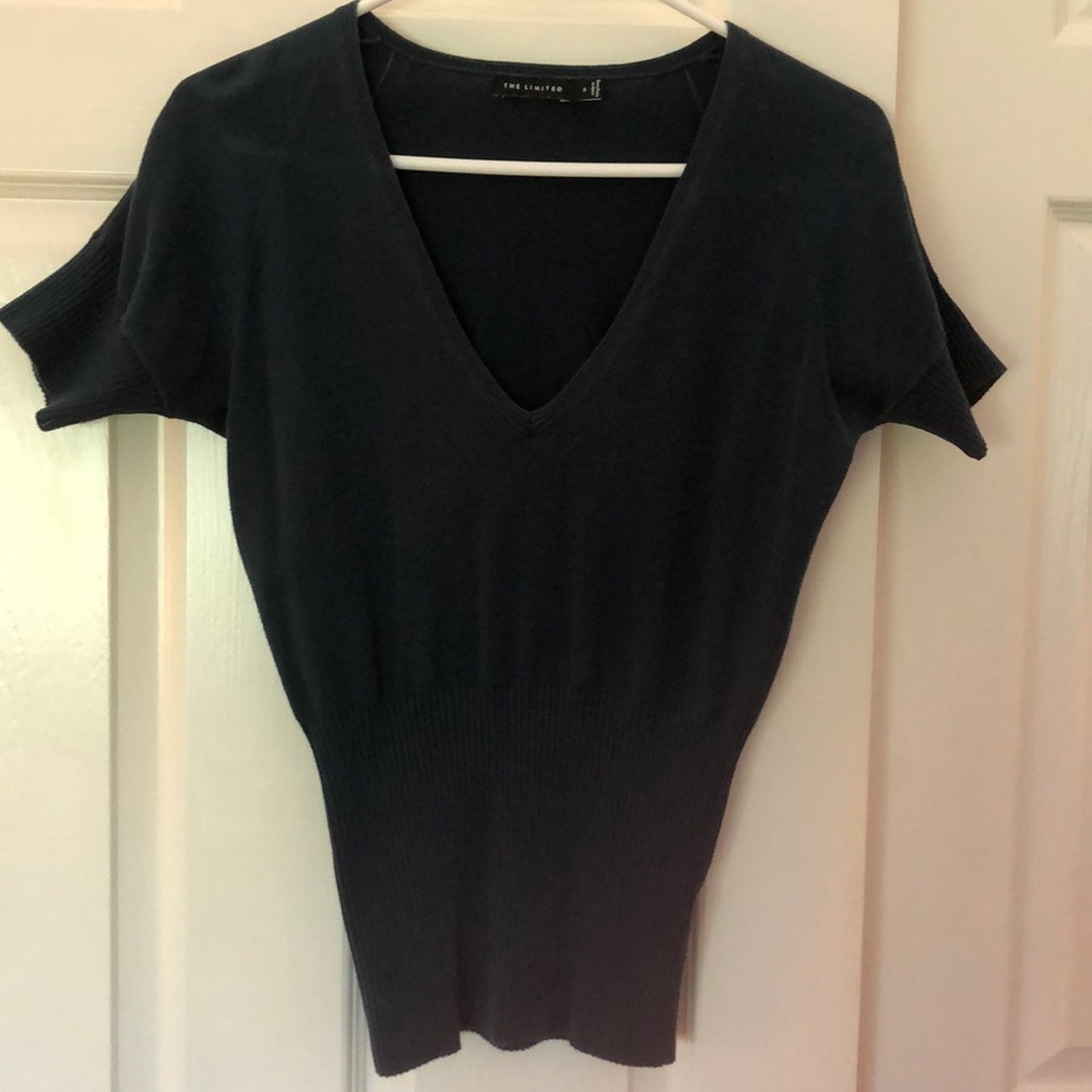 Teal blue shirt sleeve sweater